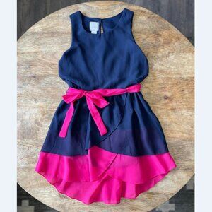 5/$20 NEW 8 Girls Chiffon Lined Sleeveless Navy & Pink Flowy Dress